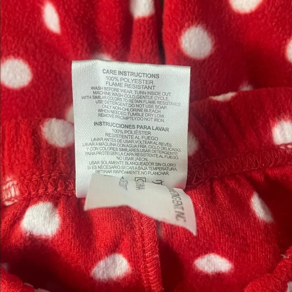 Infant 12M Red & White Polka‎ Dot Fleece Pants Toddler Pajama Bottoms